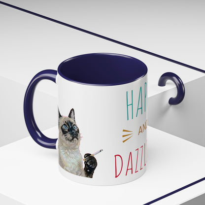 Happy and Dazzling Smoking Cat Accent Coffee Mug — 11/15oz (free shipping)