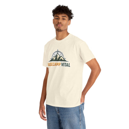 Base Camp Vital Mountain Compass Crewneck T-Shirt | Outdoor Hiking Graphic Tee | Midweight Cotton Trail Shirt (free shipping)