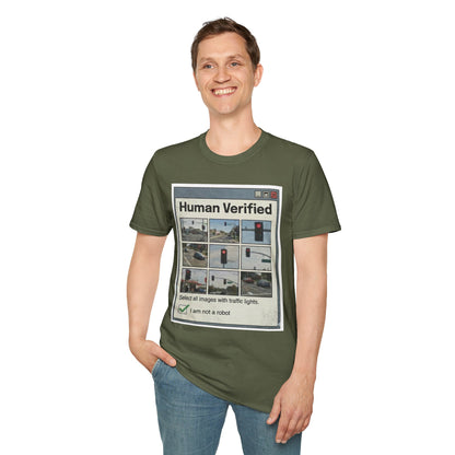 Human Verified T-Shirt – CAPTCHA Traffic Light Graphic Shirt