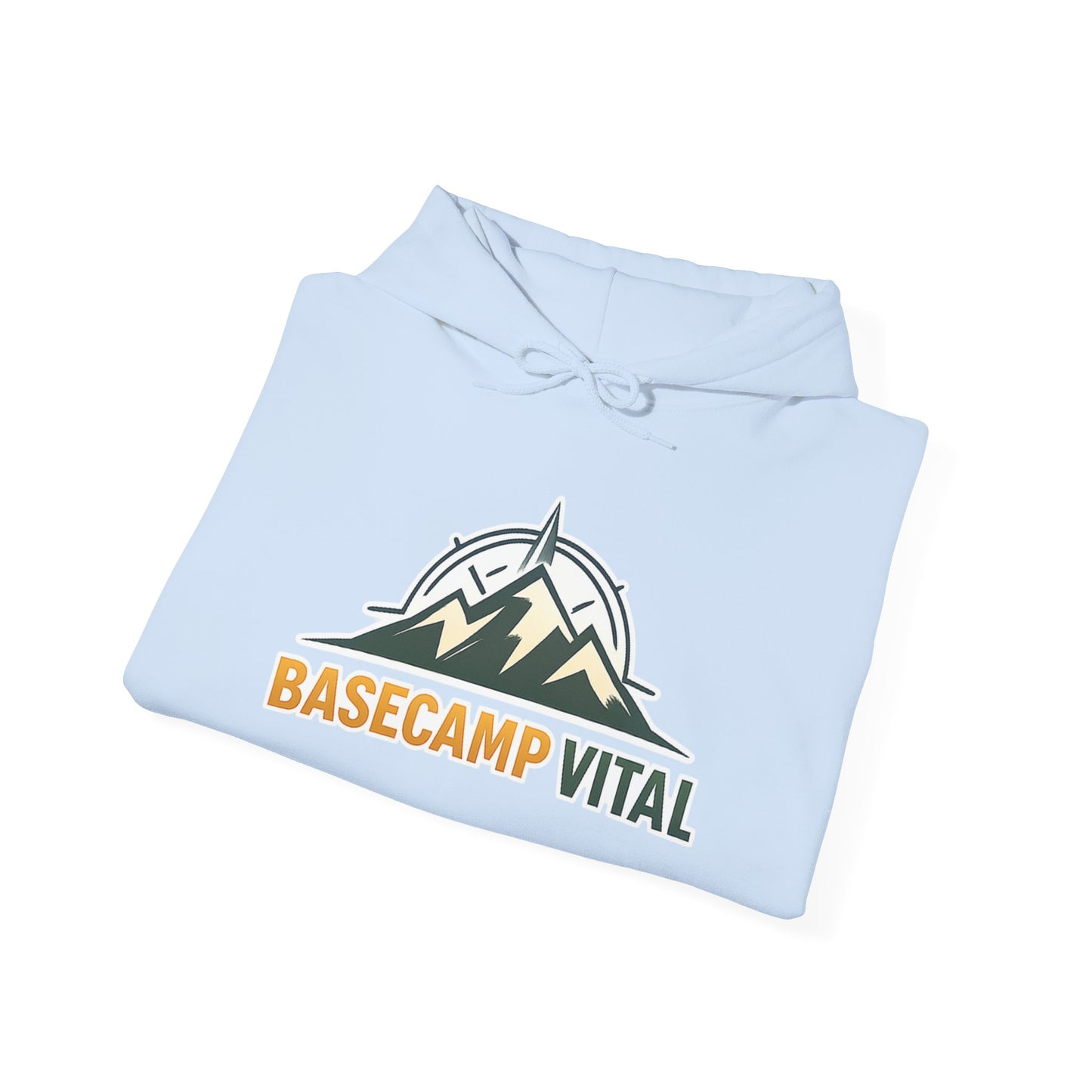 Base Camp Vital Outdoor Fleece Hoodie | Mountain Compass Graphic Pullover | 50/50 Midweight Trail Hoodie  Vital Hoodie  (free shipping)