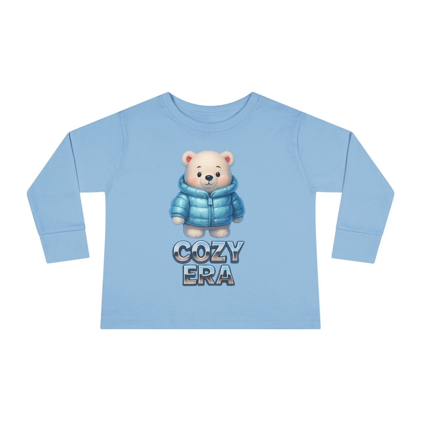 Cozy Era Toddler Long Sleeve Tee — Cute Bear in Puffer Jacket