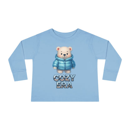 Cozy Era Toddler Long Sleeve Tee — Cute Bear in Puffer Jacket