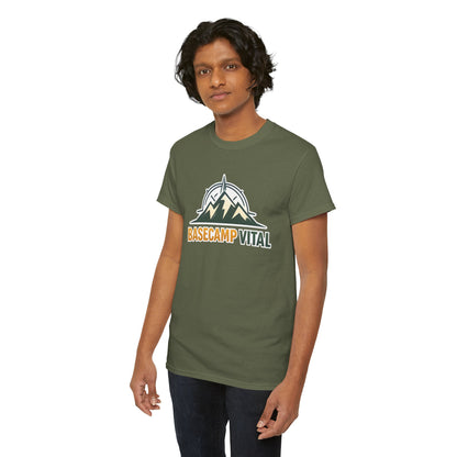 Base Camp Vital Mountain Compass Crewneck T-Shirt | Outdoor Hiking Graphic Tee | Midweight Cotton Trail Shirt (free shipping)
