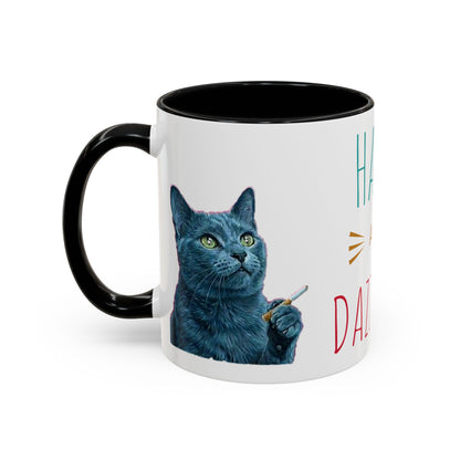 Happy and dazzling smoking cat Coffee Mug — "Happy and Dazzling" Cat Accent Mug (11/15oz) (free shipping)