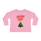 Holiday Vibes unisex Toddler Long Sleeve Tee – Cute Christmas Tree Kids Shirt