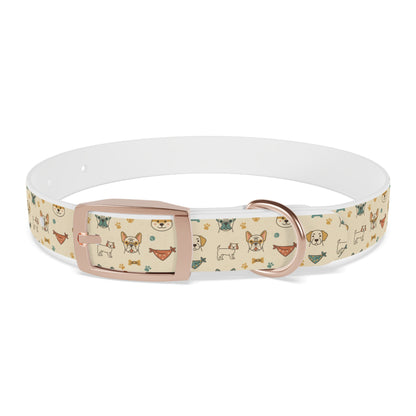 Cute Cartoon Dogs Dog Collar — Beige Puppy Pattern Adjustable Collar