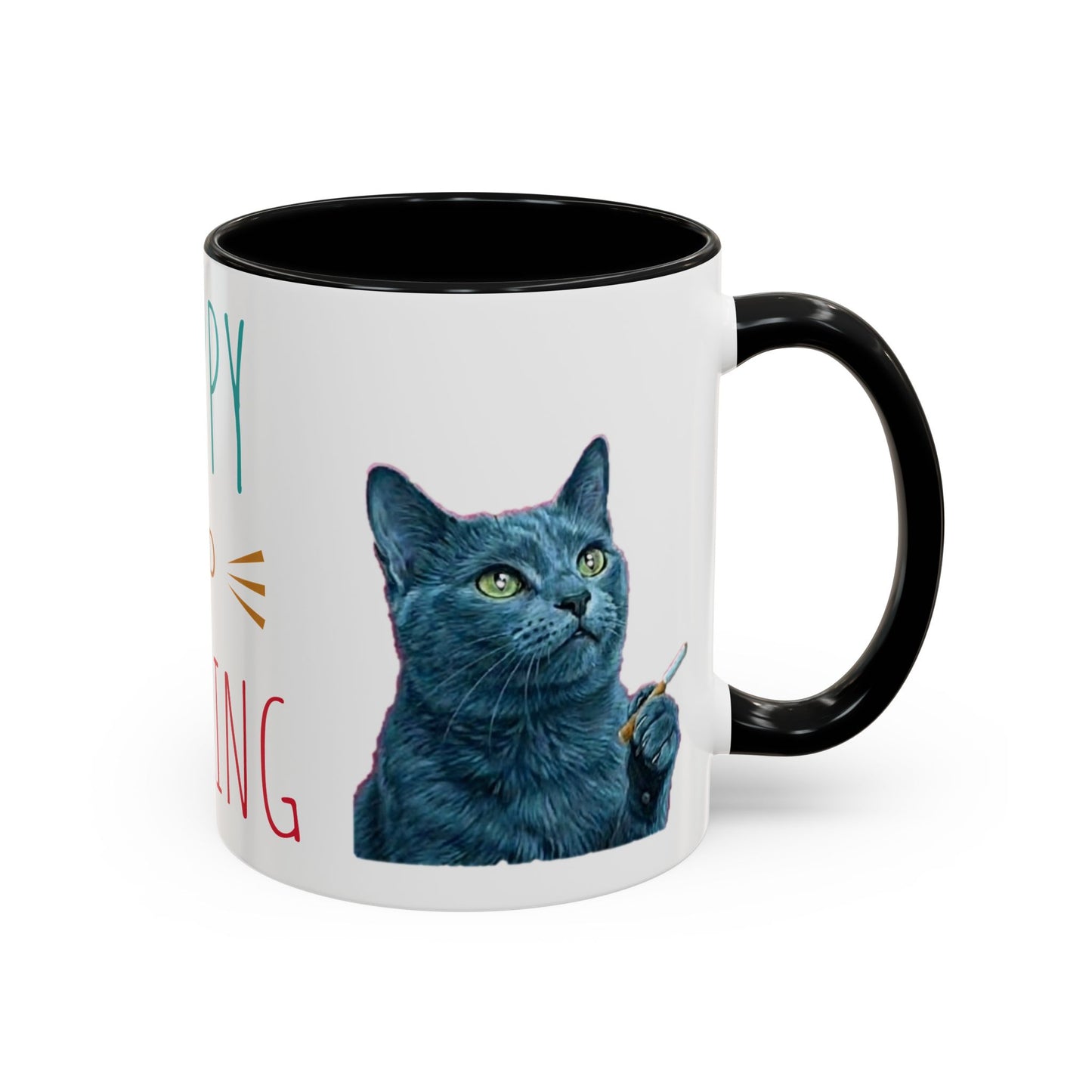 Happy and dazzling smoking cat Coffee Mug — "Happy and Dazzling" Cat Accent Mug (11/15oz) (free shipping)