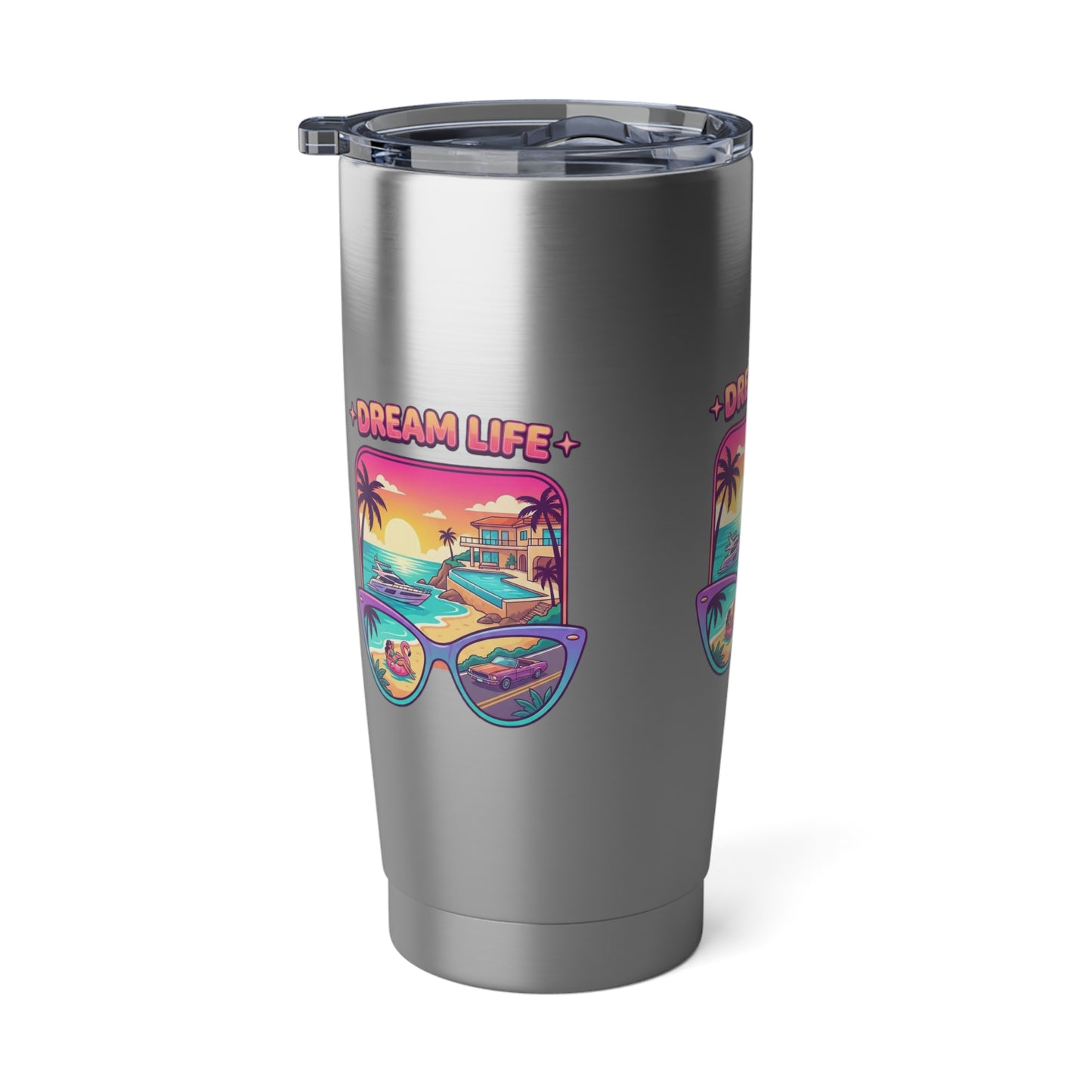 Dream Life 20oz Tumbler – Retro Tropical Sunglasses Travel Mug