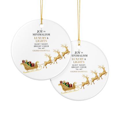 Gilded Sleigh Ceramic Ornament — "Joy in Minimalism: Luxury & Lights" Christmas Decoration