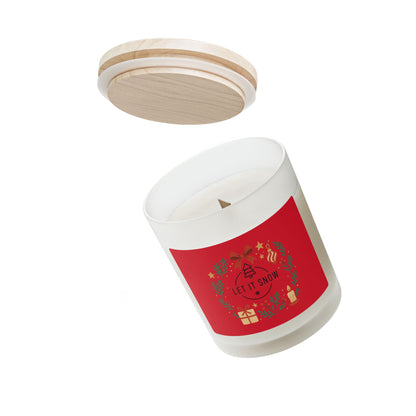 Let It Snow holiday candle collection, Frosted Glass Candle — 11oz Holiday Scented Candle