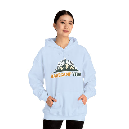 Base Camp Vital Outdoor Fleece Hoodie | Mountain Compass Graphic Pullover | 50/50 Midweight Trail Hoodie  Vital Hoodie  (free shipping)