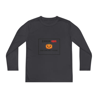 Youth Long Sleeve Halloween Tee, Kids Costume Shirt, Spooky Error 404 Top, Funny Trick-or-Treat Apparel, Halloween Party Outfit