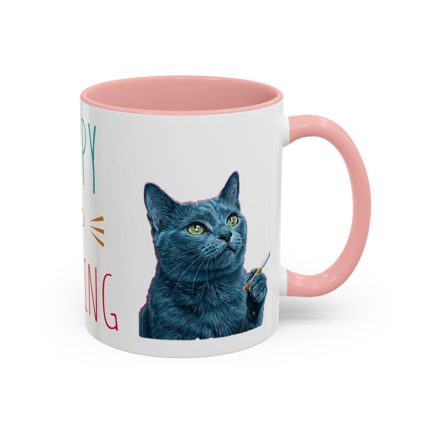 Happy and dazzling smoking cat Coffee Mug — "Happy and Dazzling" Cat Accent Mug (11/15oz) (free shipping)