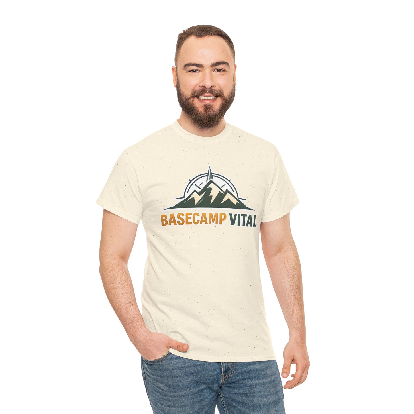 Base Camp Vital Mountain Compass Crewneck T-Shirt | Outdoor Hiking Graphic Tee | Midweight Cotton Trail Shirt (free shipping)