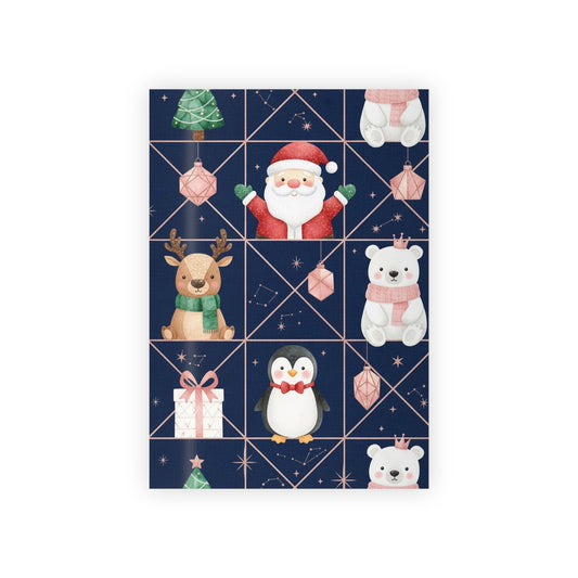 Elegant Santa and friends Gift Wrapping Paper Rolls, 1pc