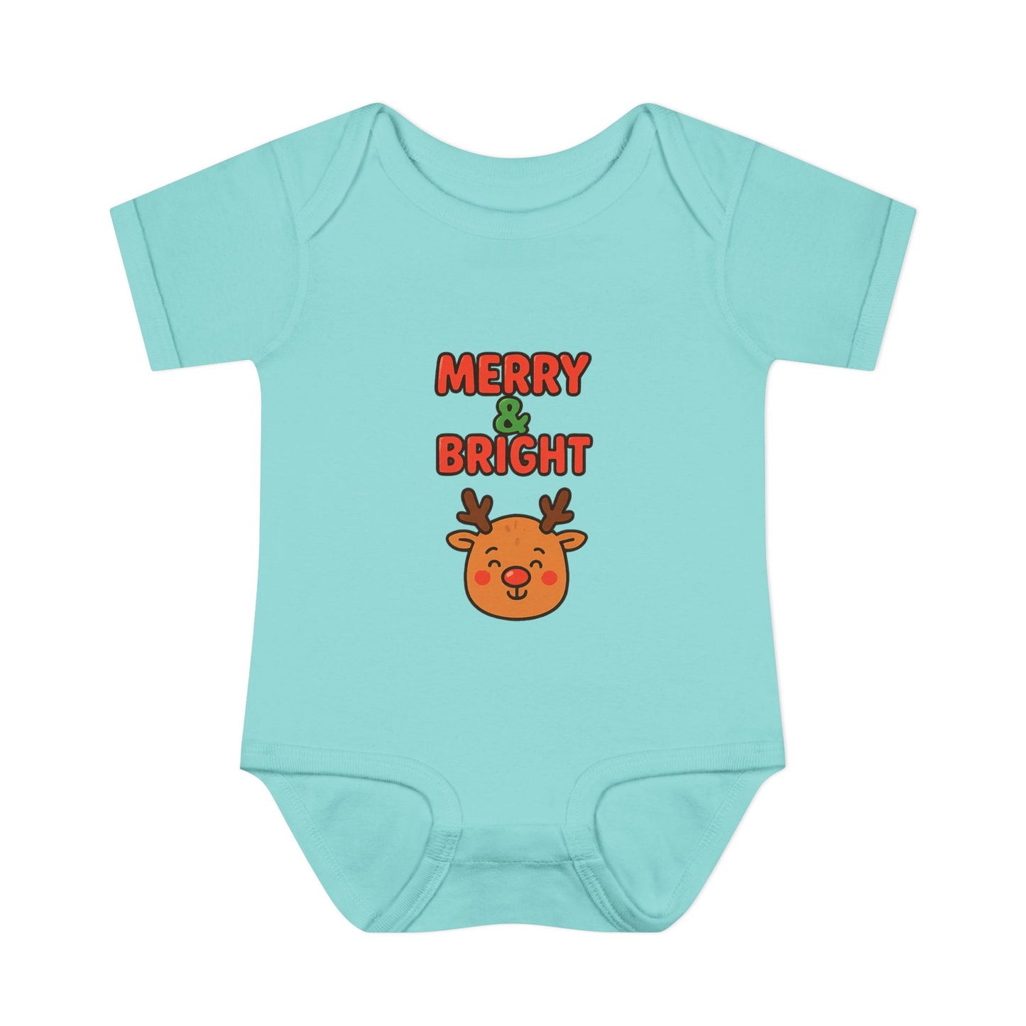 Merry & Bright Baby Bodysuit - Cute Reindeer Christmas Infant Onesie
