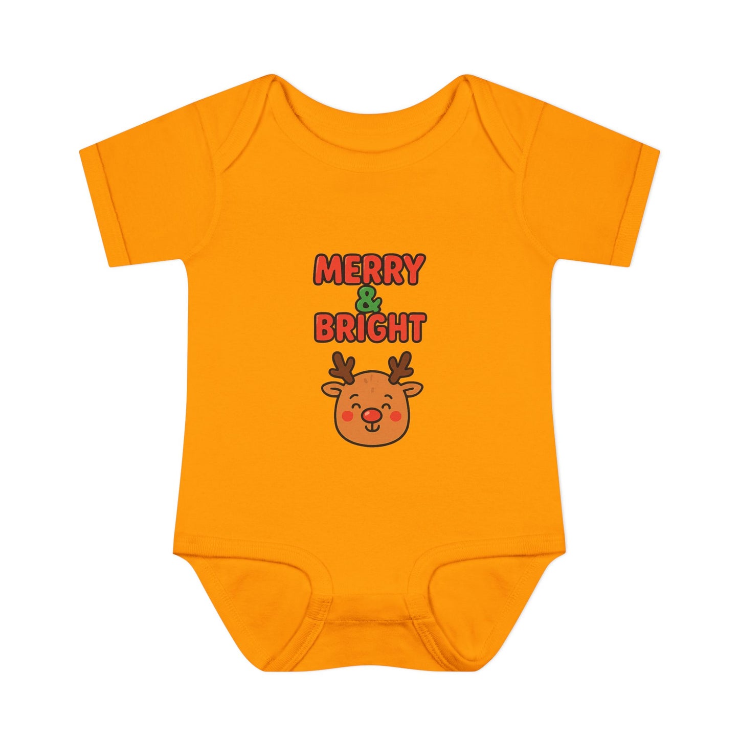Merry & Bright Baby Bodysuit - Cute Reindeer Christmas Infant Onesie