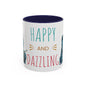 Happy and Dazzling Accent Coffee Mug — Cute Cat Art, Motivational Tea & Coffee Cup (free shipping)