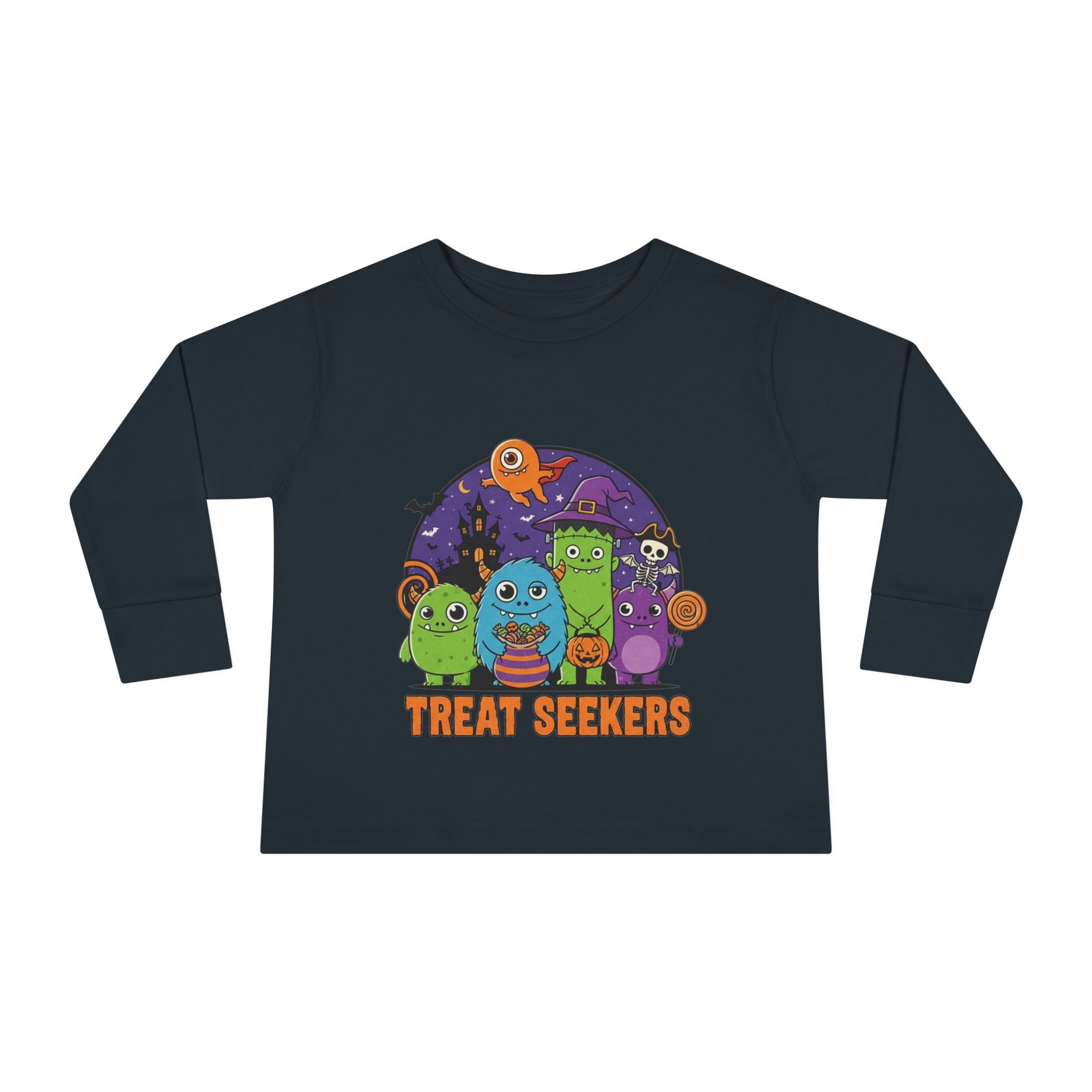 Toddler Halloween Long Sleeve Tee - Cute Treat Seekers Graphic, Kids Halloween Shirt, Trick-or-Treat Top, Fall Celebration Clothes