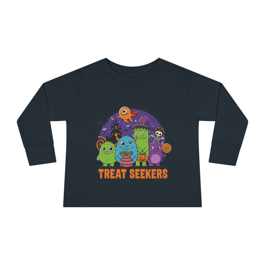 Toddler Halloween Long Sleeve Tee - Cute Treat Seekers Graphic, Kids Halloween Shirt, Trick-or-Treat Top, Fall Celebration Clothes