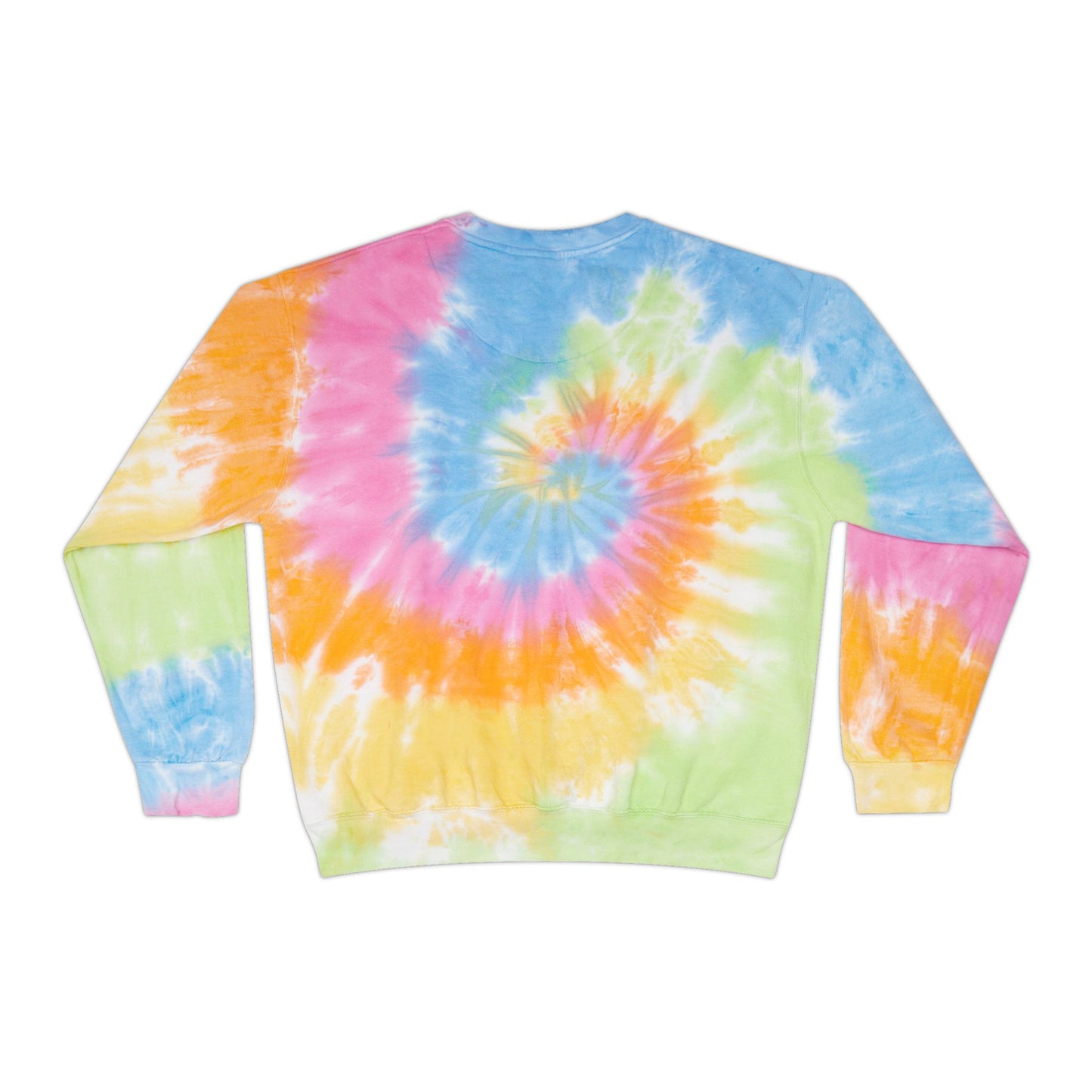 Cute Split Cat Tie-Dye Sweatshirt — Blue & Yellow Cat Graphic Crewneck
