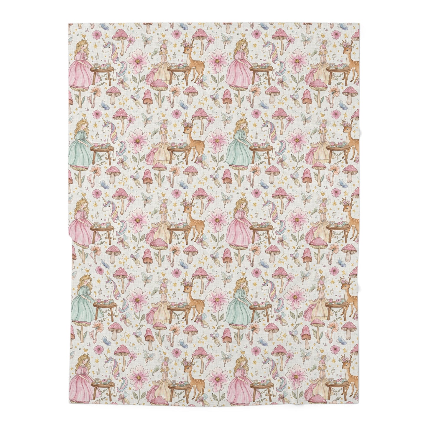 Boho Woodland Fairy Baby Swaddle Blanket — Floral Deer & Mushroom Nursery Wrap