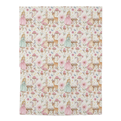 Boho Woodland Fairy Baby Swaddle Blanket — Floral Deer & Mushroom Nursery Wrap