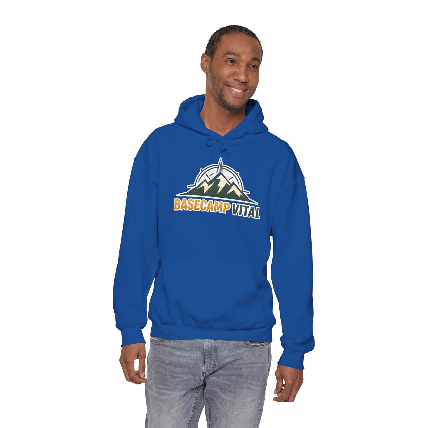 Base Camp Vital Outdoor Fleece Hoodie | Mountain Compass Graphic Pullover | 50/50 Midweight Trail Hoodie  Vital Hoodie  (free shipping)