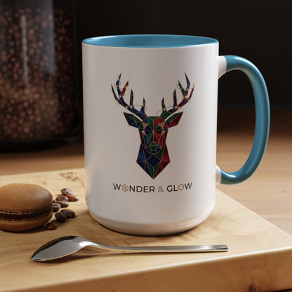 Geometric Stag Accent Coffee Mug — "Wonder & Glow" 11/15oz
