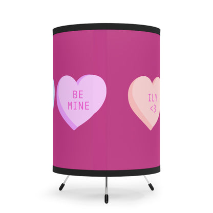 Conversation Heart Tripod Lamp — Cute AF XOXO Printed Shade