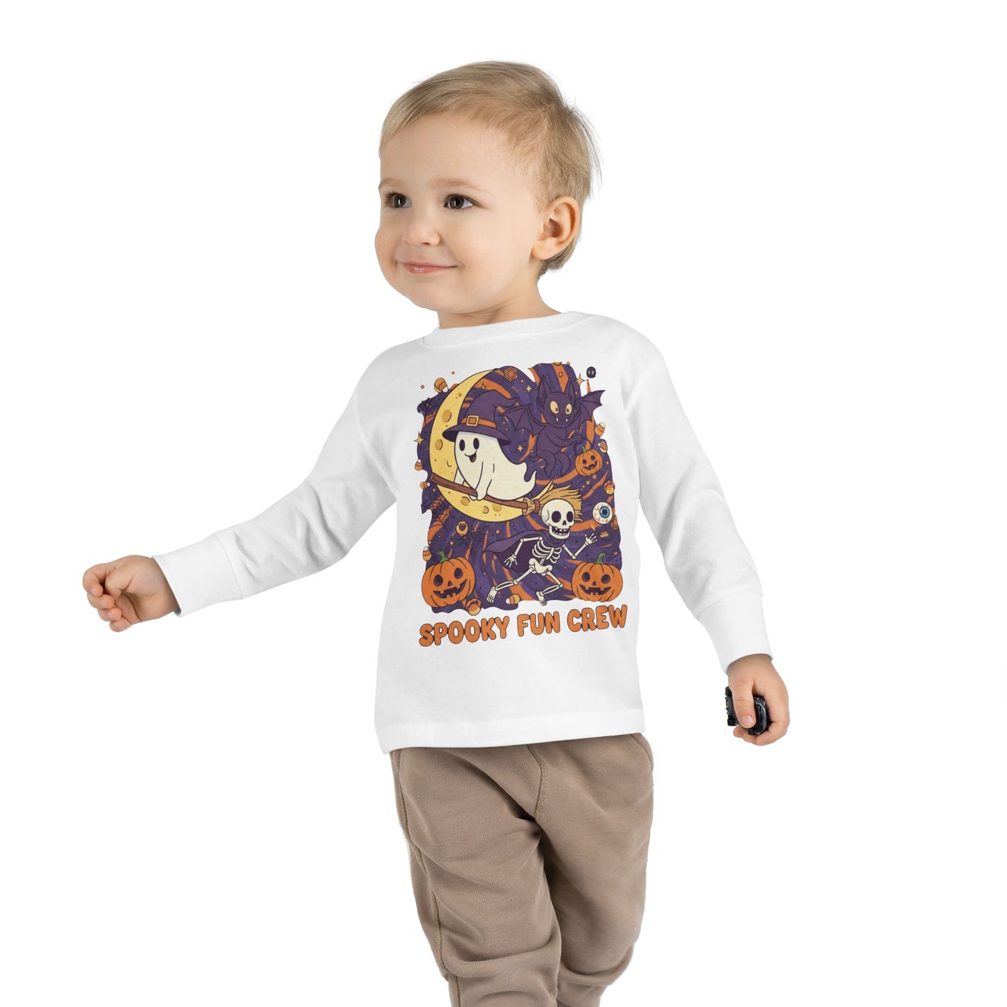 Toddler Halloween Long Sleeve Tee, Spooky Fun Crew Shirt, Kids Halloween Apparel, Fall Outfit for Toddlers, Halloween Party Wear