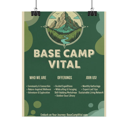 Base Camp Vital Nature-Inspired Rolled Posters for Adventure Lovers, Wall Decor for Outdoor Enthusiasts, Eco-Friendly Art, Mountain Decor, Camp Vibes