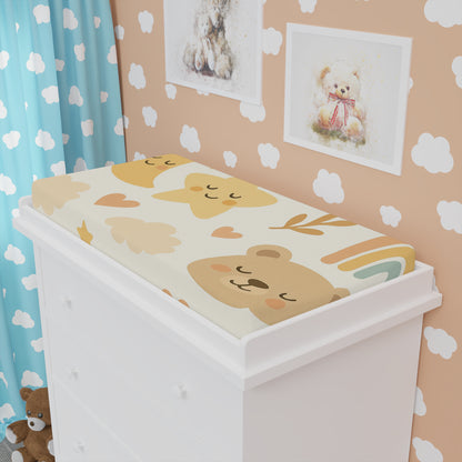 Whimsical Baby Changing Pad Cover with Cloud and Animal Design
