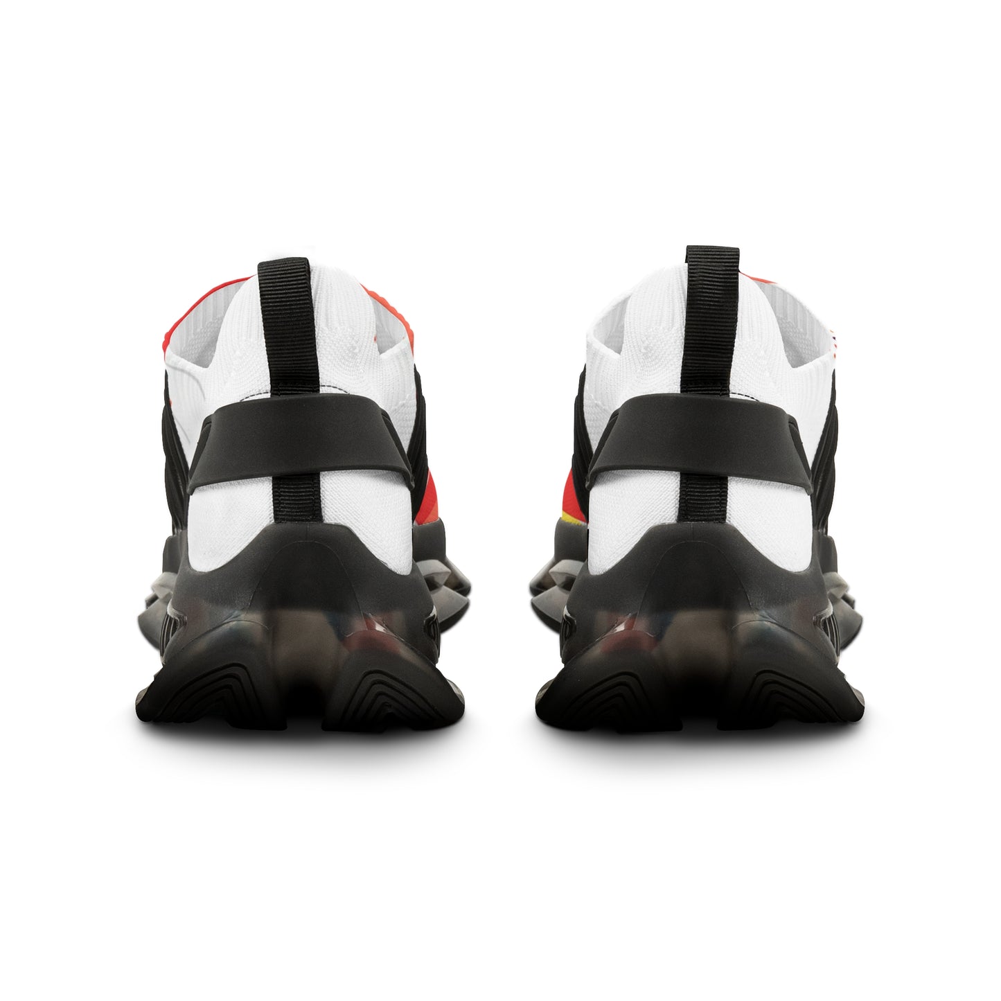 men's Mesh Sneakers — Bold Red Abstract Athletic Shoes for Men (free shipping)