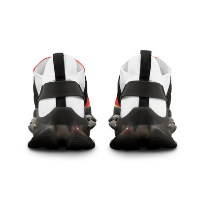 men's Mesh Sneakers — Bold Red Abstract Athletic Shoes for Men (free shipping)