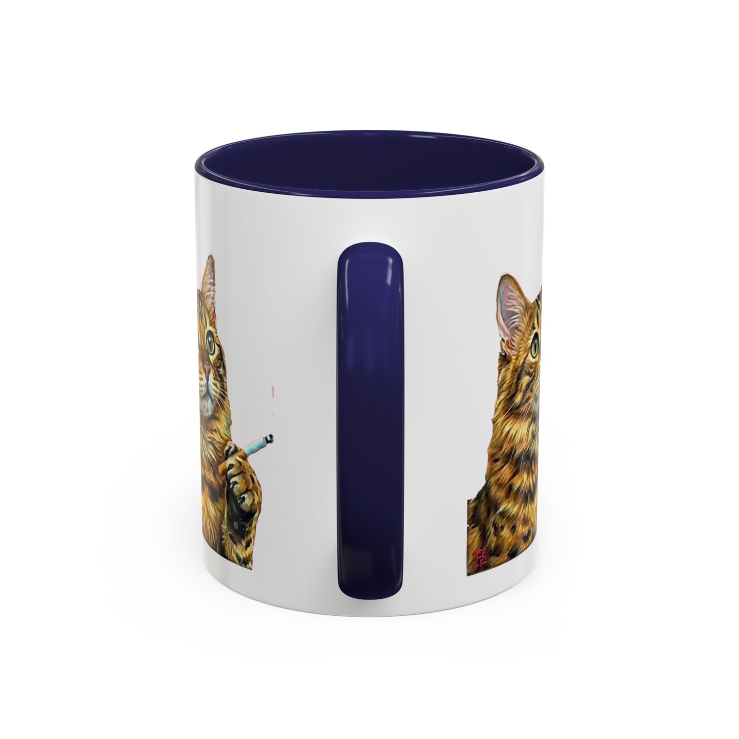 Happy and Dazzling smoking Cat Coffee Mug- cat smoking cigarette- funny (free shipping)