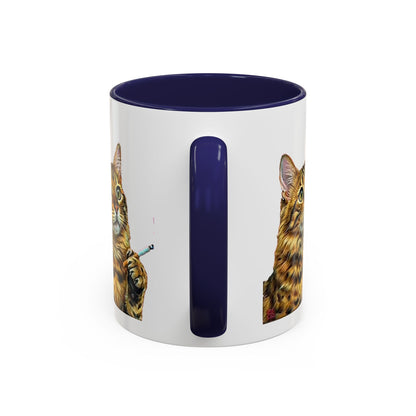 Happy and Dazzling smoking Cat Coffee Mug- cat smoking cigarette- funny (free shipping)