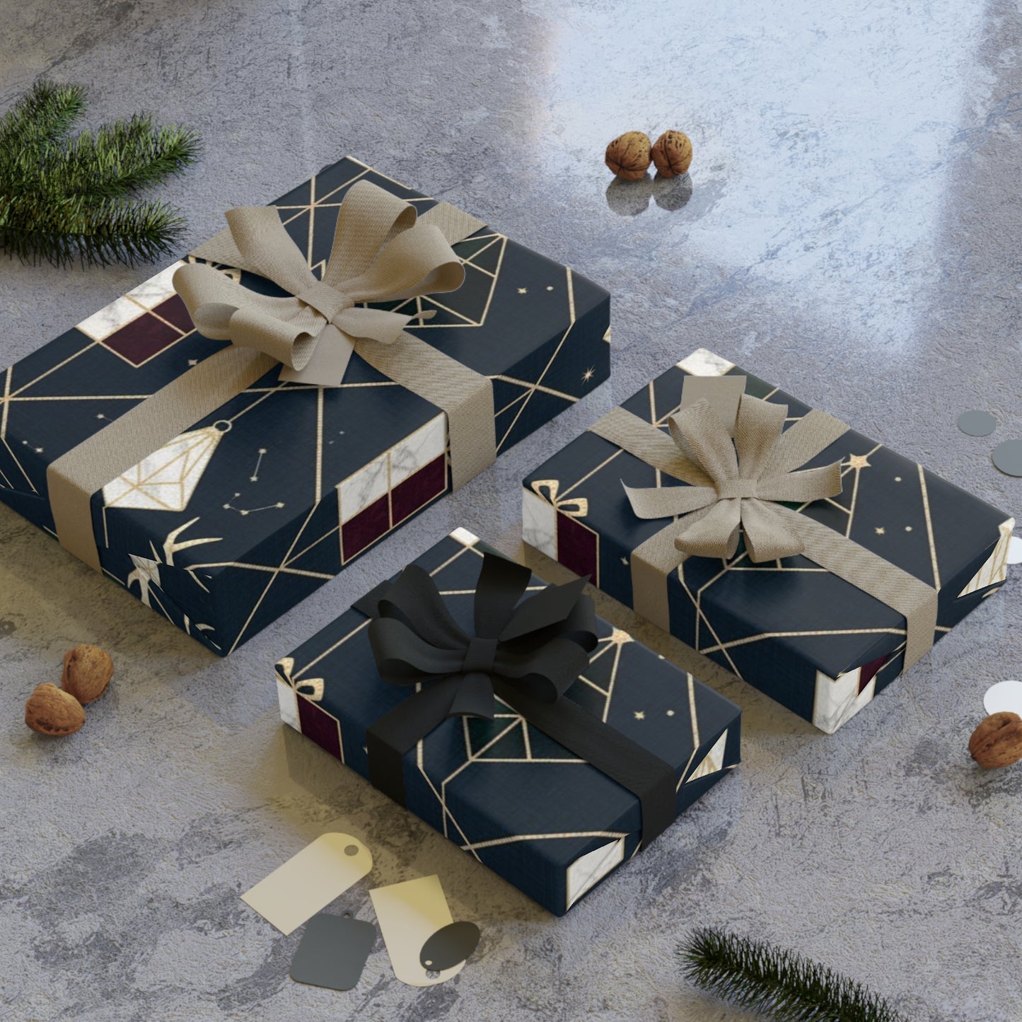 Festive Gift Wrapping Paper Roll - Holiday Design with Deer and Trees