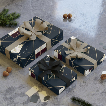 Festive Gift Wrapping Paper Roll - Holiday Design with Deer and Trees