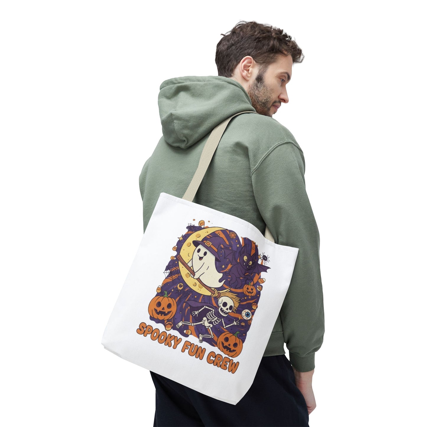 Spooky Fun Crew Halloween Tote Bag, Trick or Treat Bag, Haunted House Accessory, Fall Gift, Party Favor