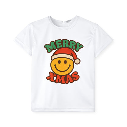Kids Jersey — Merry Xmas Smiley Santa Holiday Tee