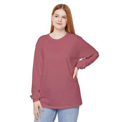 Women’s crimson, light pink Garment-Dyed Long Sleeve T-Shirt - Cozy Style for All Occasions