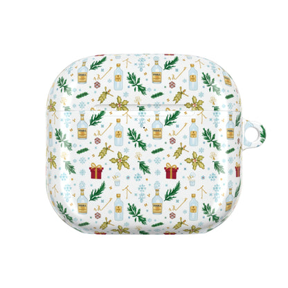 Alcohol Holiday Pattern AirPod Case – Festive Gifts, Holly & Ornaments Design (free shipping)