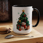 Christmas Tree & Snowman Accent Coffee Mug — Festive Holiday 11/15oz Ceramic