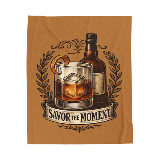 Whiskey 'Savor the Moment' Velveteen Plush Blanket