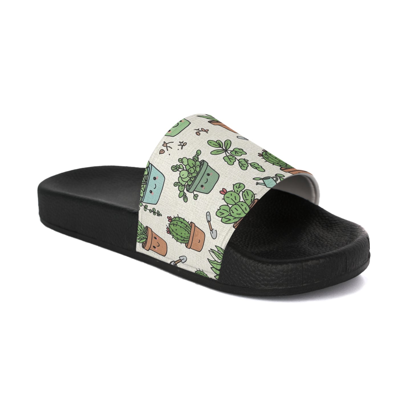 Women's Slide Sandals Tiny Terrarium Doodles / Potted Plant Pals  Women's Slide Sandals