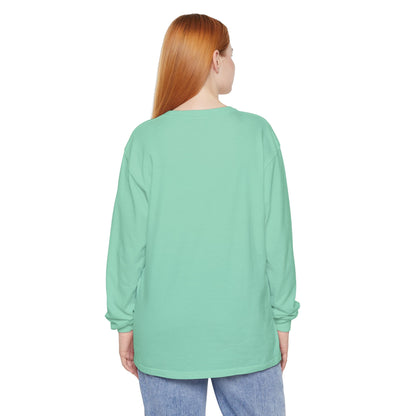 Women’s island green, teal color Garment-Dyed Long Sleeve T-Shirt - Casual Comfort for All Occasions