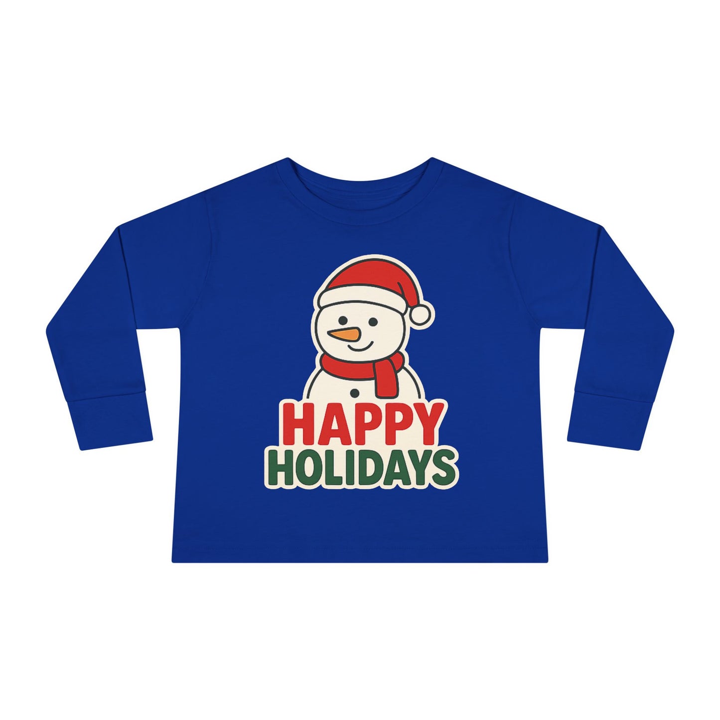 Toddler Long Sleeve Tee — 'Happy Holidays' Snowman Kids Christmas Shirt