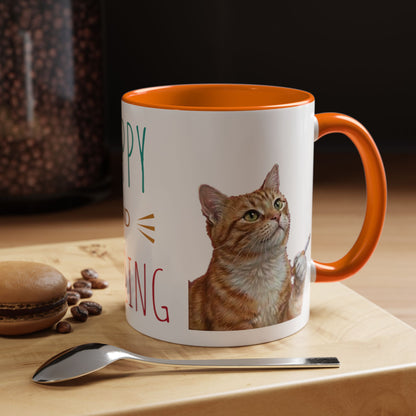 Happy and Dazzling Smoking Cat Coffee Mug — Cute Ginger Cat Accent Mug (11/15oz) (free shipping)