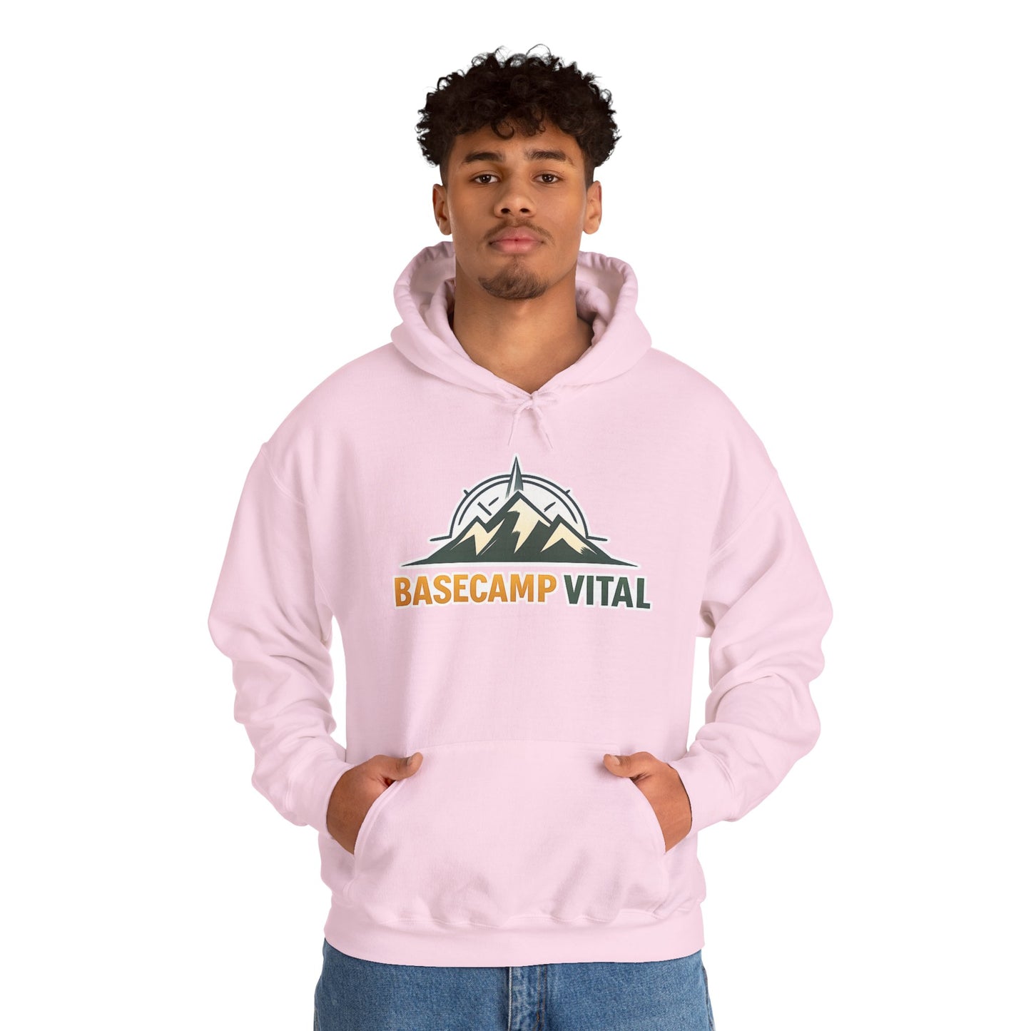 Base Camp Vital Outdoor Fleece Hoodie | Mountain Compass Graphic Pullover | 50/50 Midweight Trail Hoodie  Vital Hoodie  (free shipping)